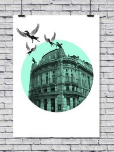 FLYING AWAY - Bayprints, Serigrafía de edición limitada, diseño de Tirso Sánchez Otaegui.