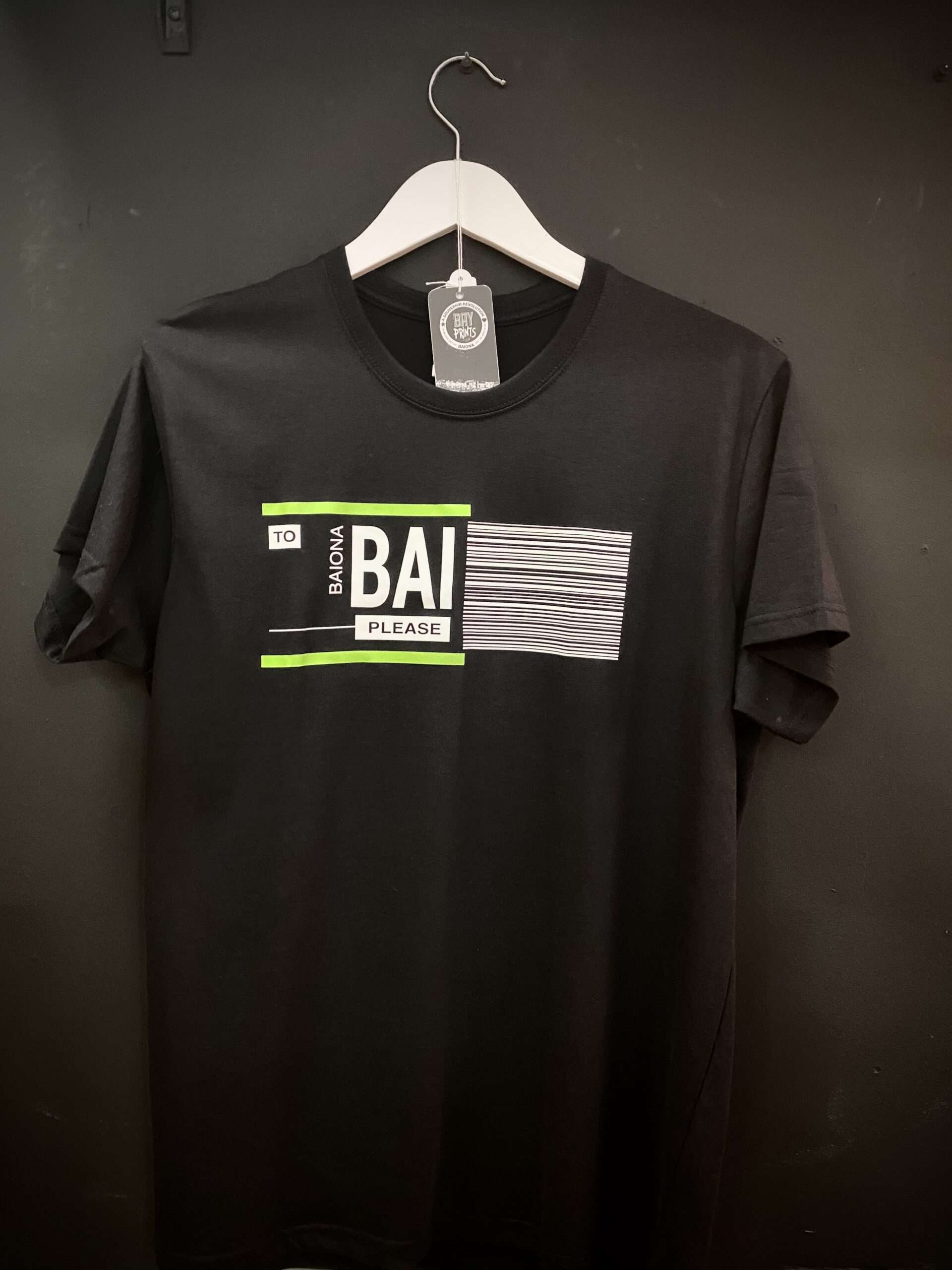 Camiseta Baiona código vuelo IATA. Camiseta algodón.